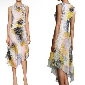 Diane Von Furstenberg Klarra Assymetrical Stella Fresco Print Silk Dress Size 10